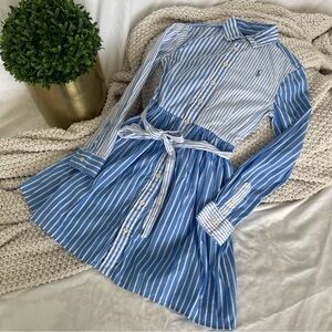 Blue and White Striped Shirt Dress Size 8